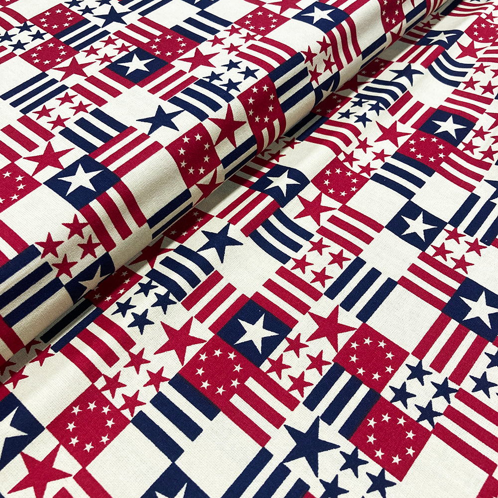 Cotton Patriotic Prints - Tea Stain