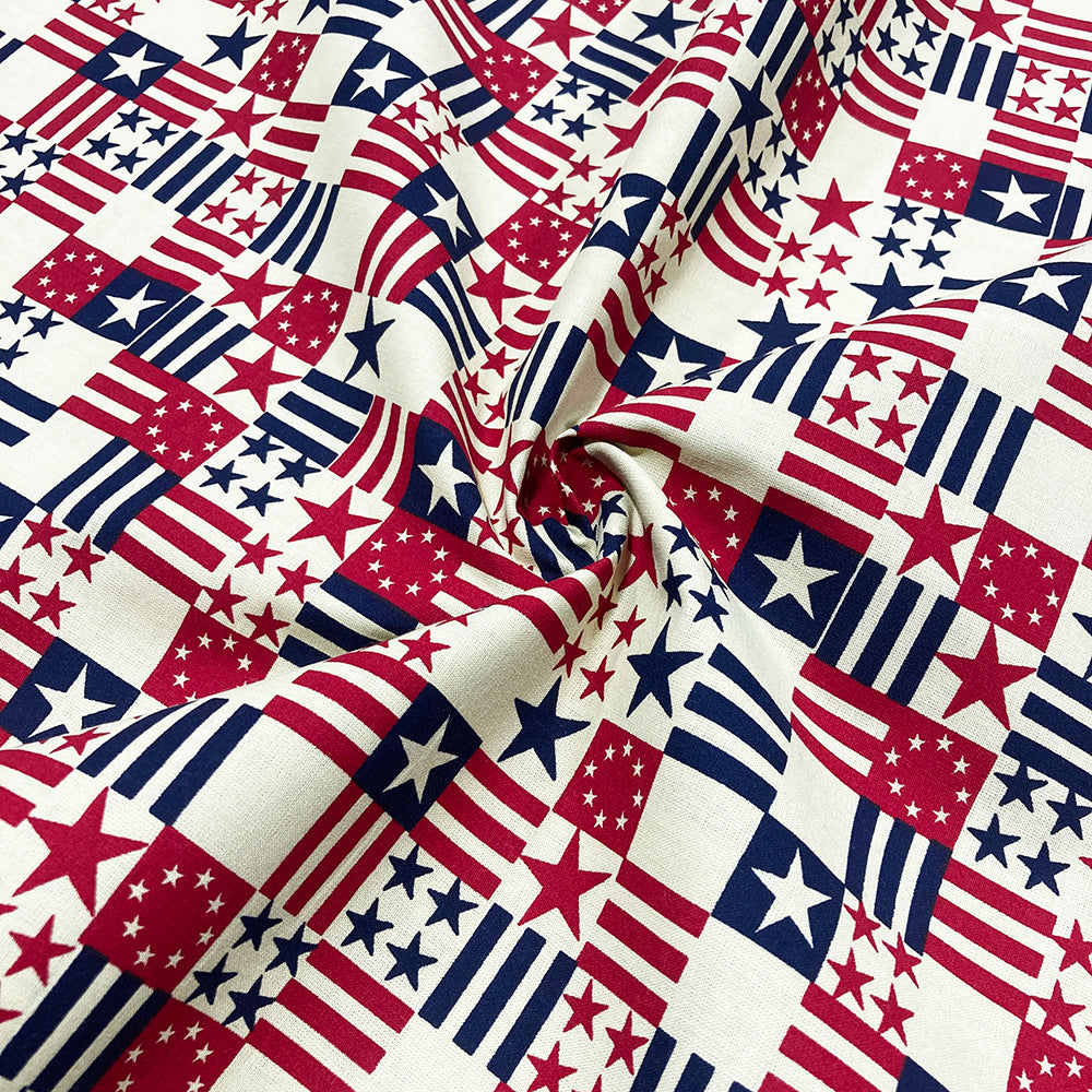 Cotton Patriotic Prints - Tea Stain