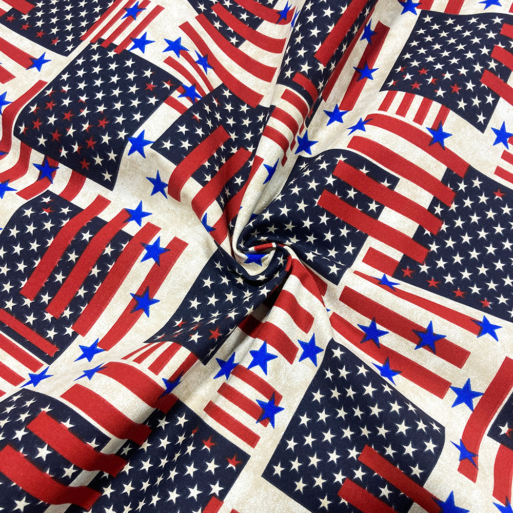 Cotton Patriotic Prints - Tea Stain