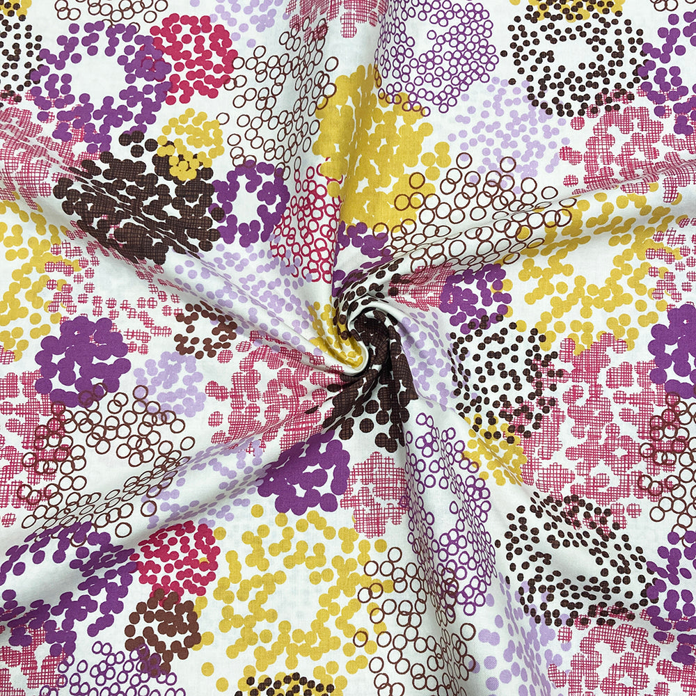 Purple-Yellow Dot Print Fabric