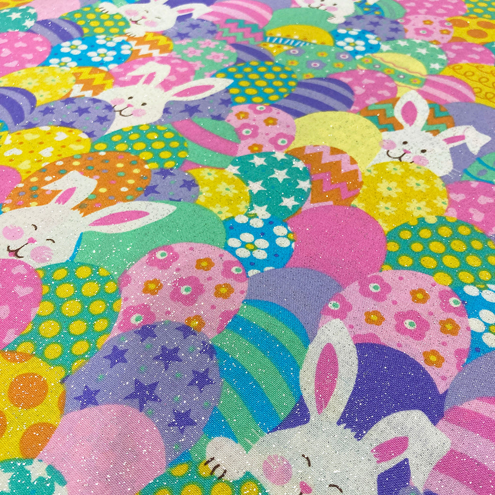 Glittery Easter Bunny Fabric