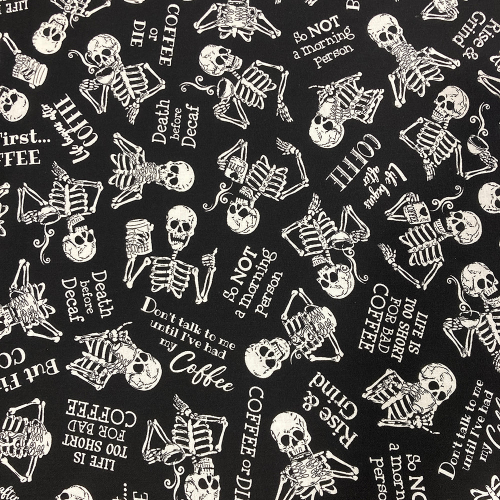 Skeletons and Coffee Fabric