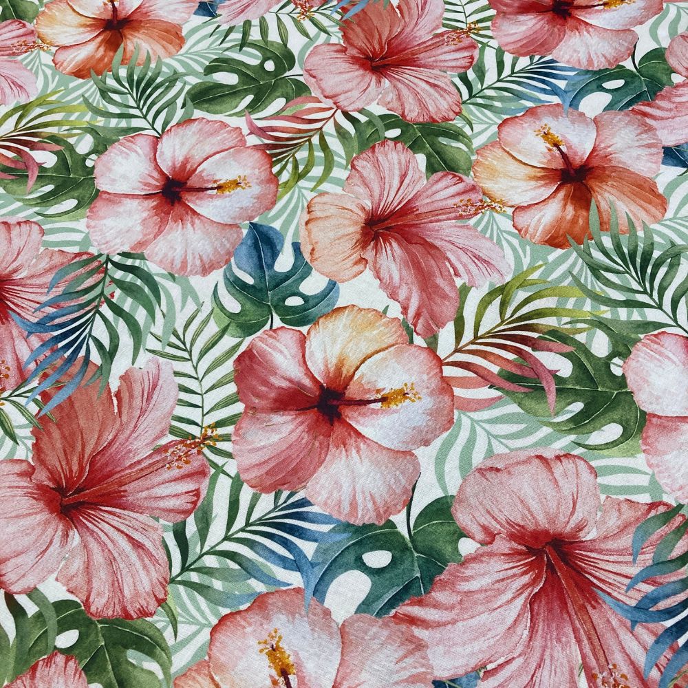 Hibiscus & Palm Leaves