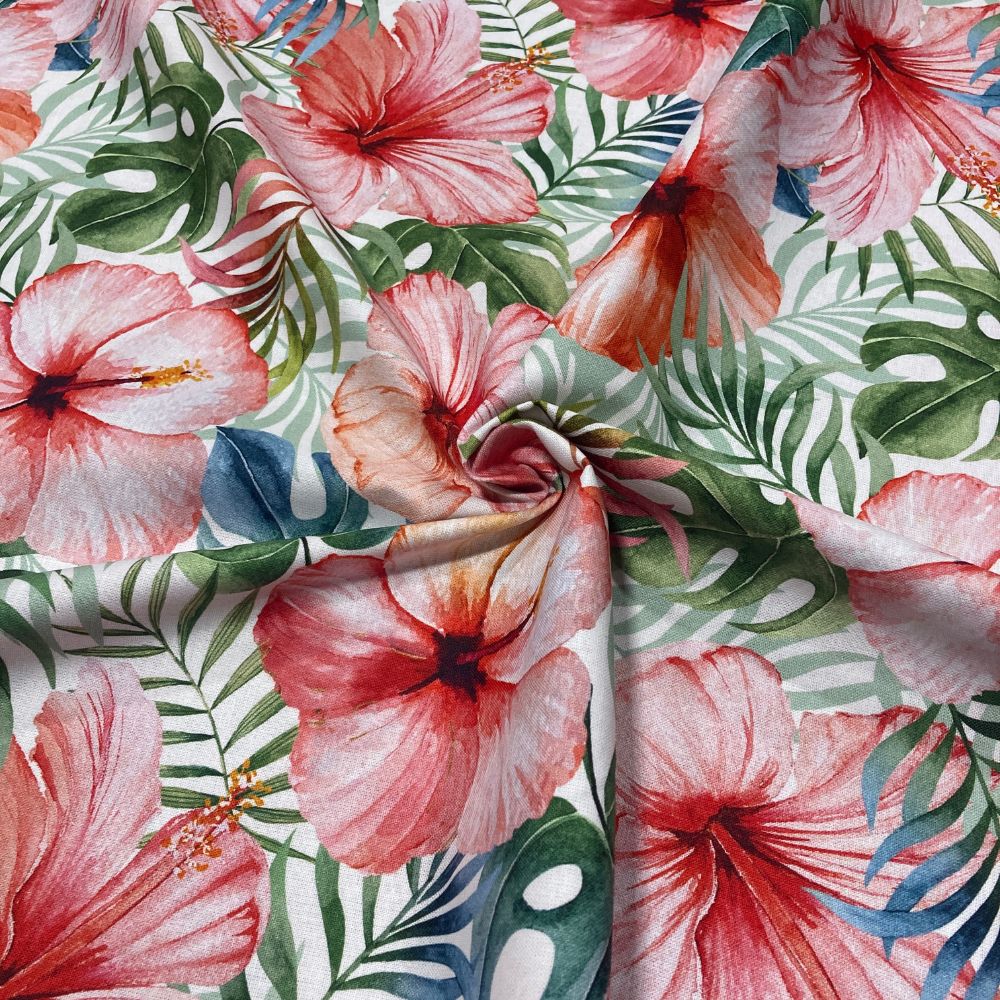 Hibiscus & Palm Leaves