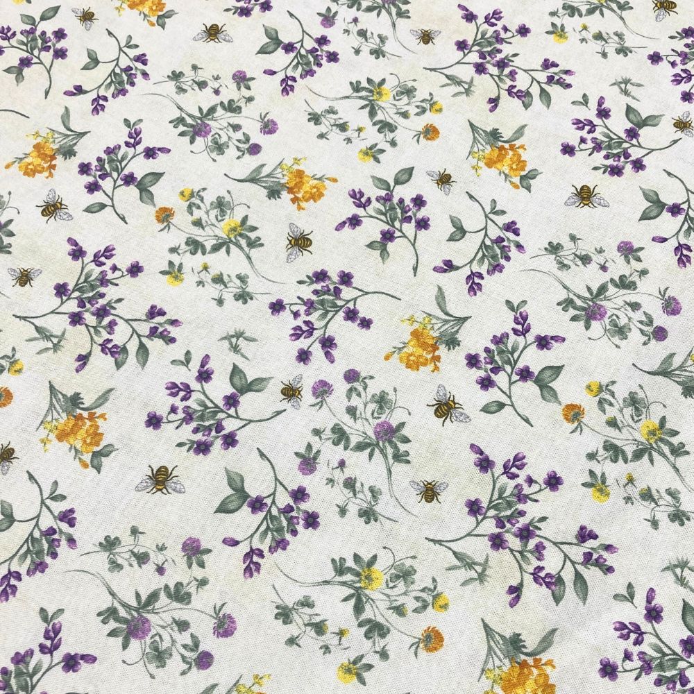 Spring Bee Floral on Cream