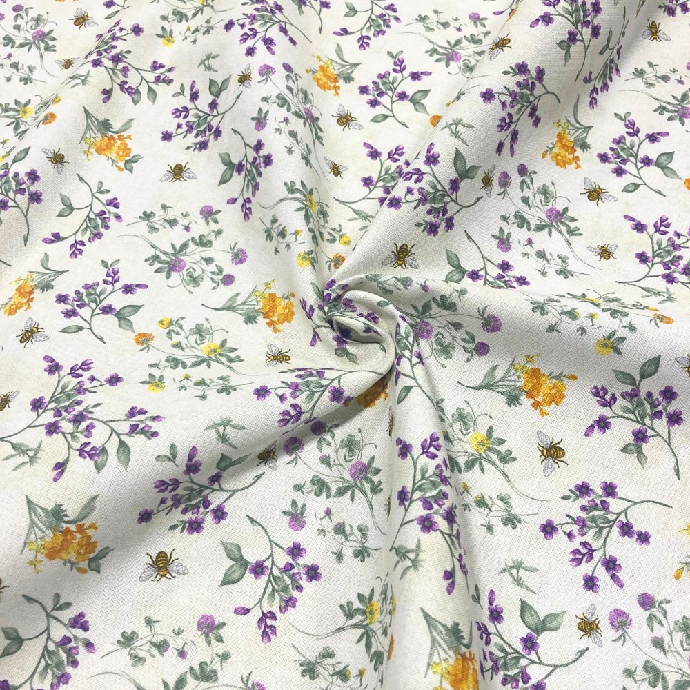Spring Bee Floral on Cream