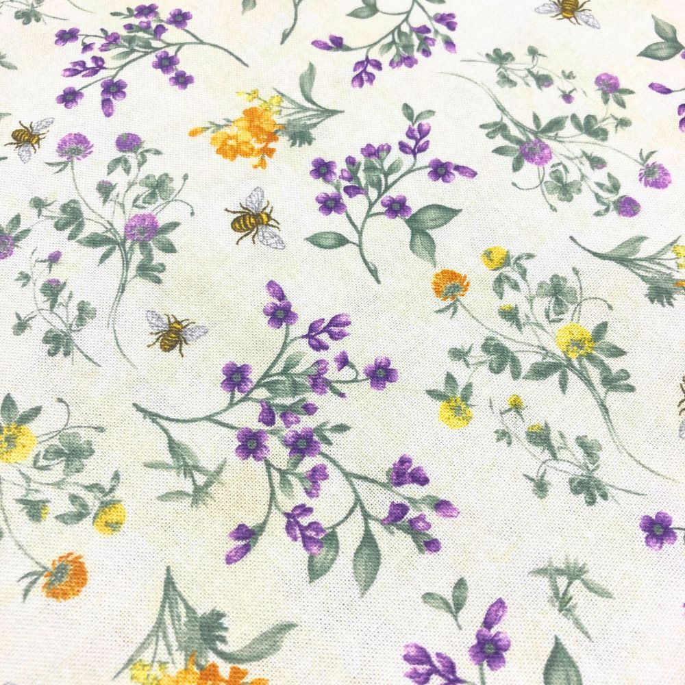 Spring Bee Floral on Cream