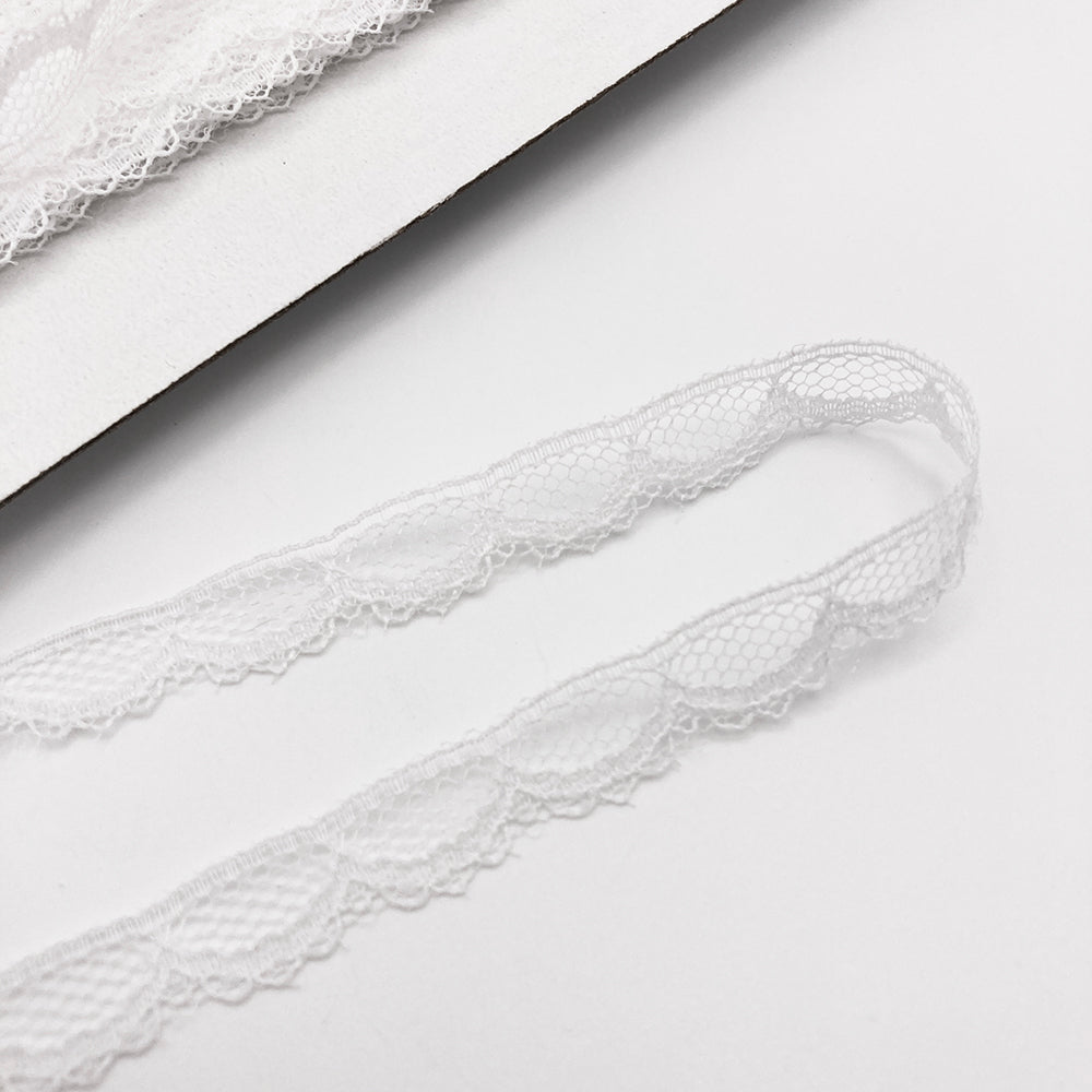 1/2" White Scalloped Edge Lace