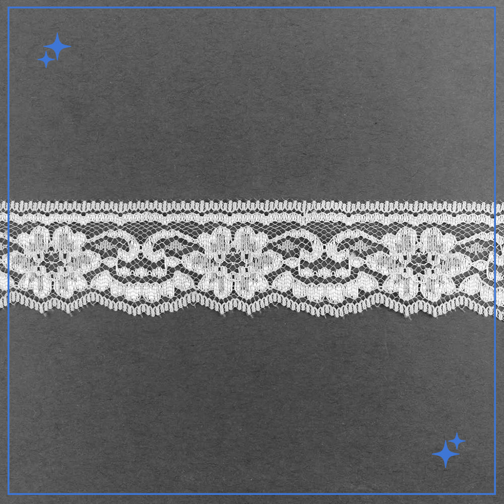 1 3/8" White Floral Lace