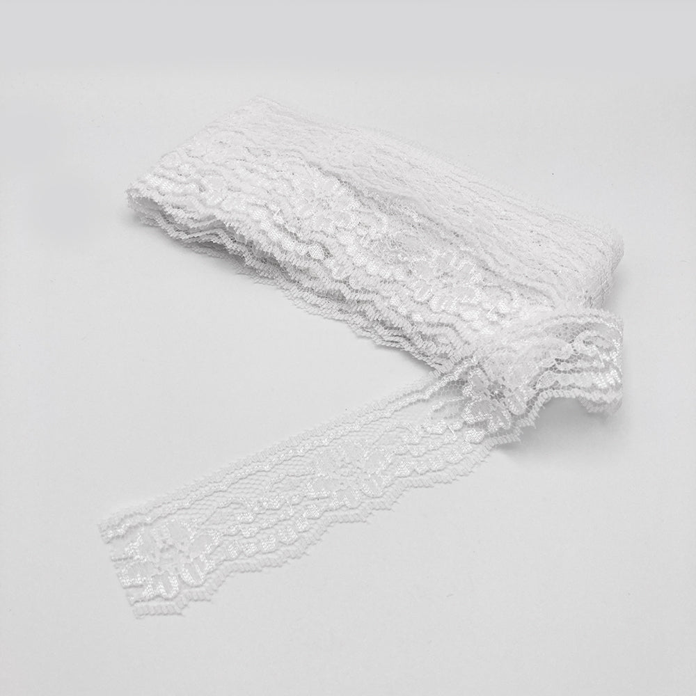 1 3/8" White Floral Lace