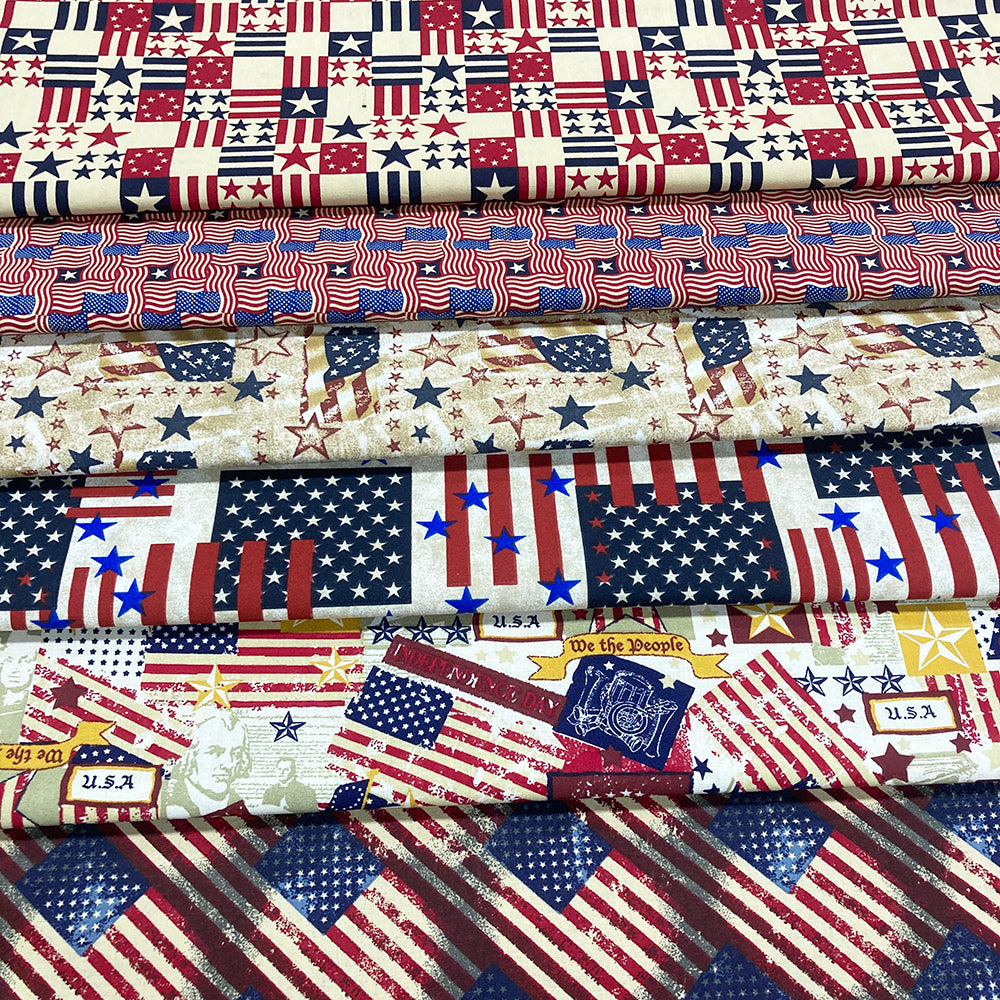 Cotton Patriotic Prints - Tea Stain