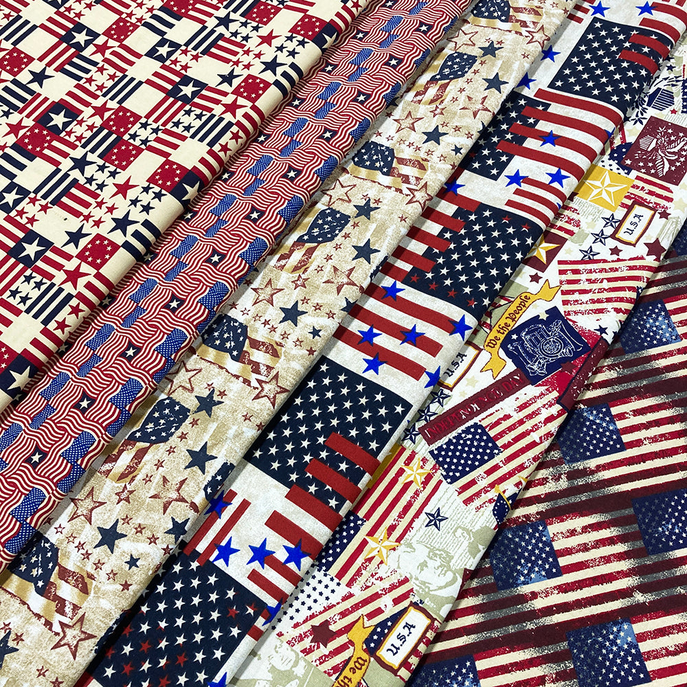 Cotton Patriotic Prints - Tea Stain