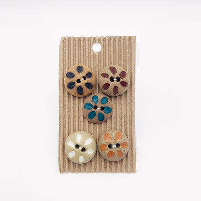 Hand Painted Domed Flower Ceramic Buttons