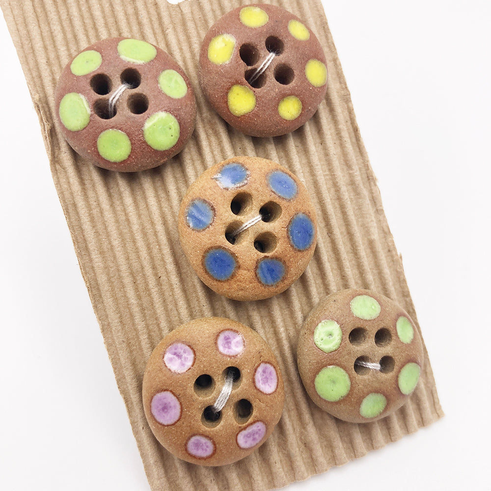 Hand Painted Circle Dots Ceramic Buttons