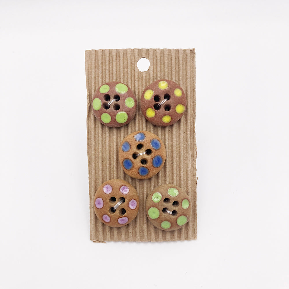Hand Painted Circle Dots Ceramic Buttons