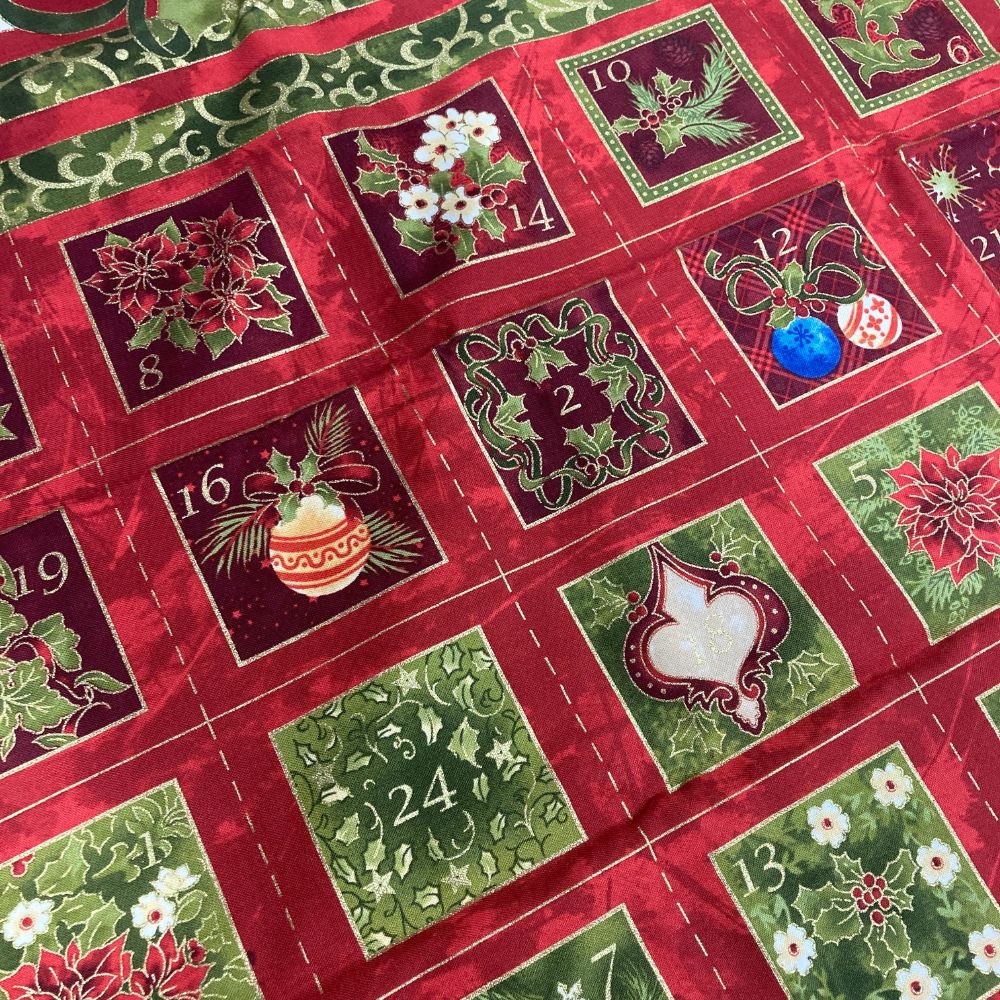 Christmas Advent Calendar Fabric Panel