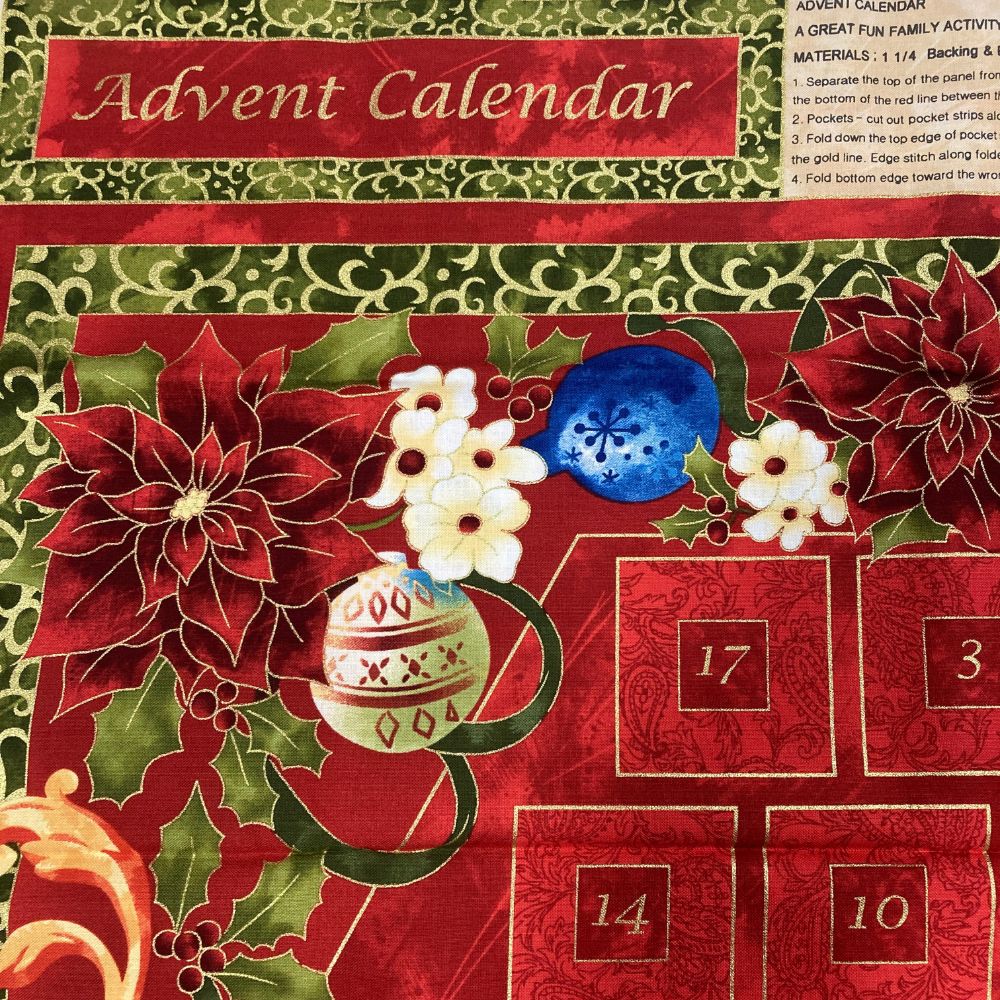 Christmas Advent Calendar Fabric Panel