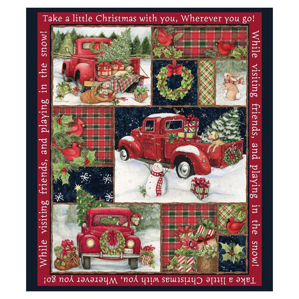 Red Truck Fabric Panel