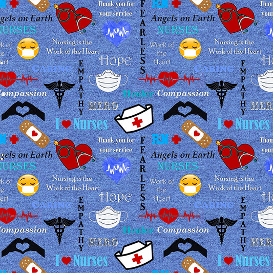 Nurse Hero Allover Fabric