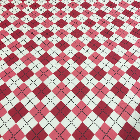 Red/White Argyle Flannel Fabric