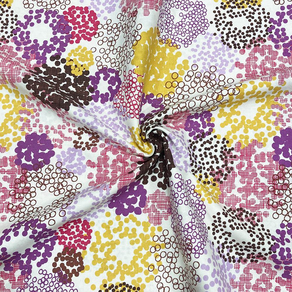 Purple/Yellow Dot Print Fabric