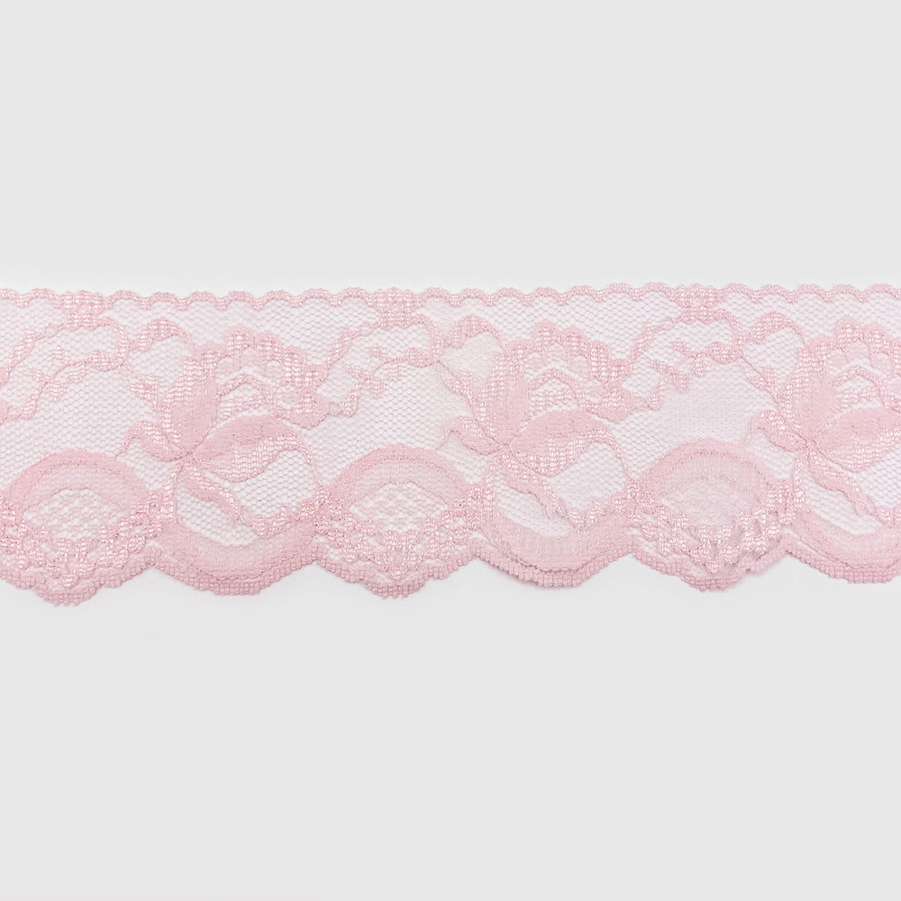 2-5/8" Shimmery Pink Floral Lace