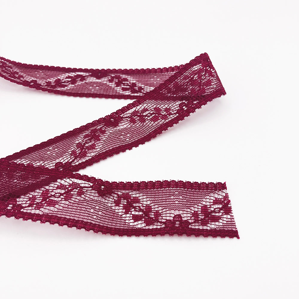 7/8" Wine Wavy Vine Lace