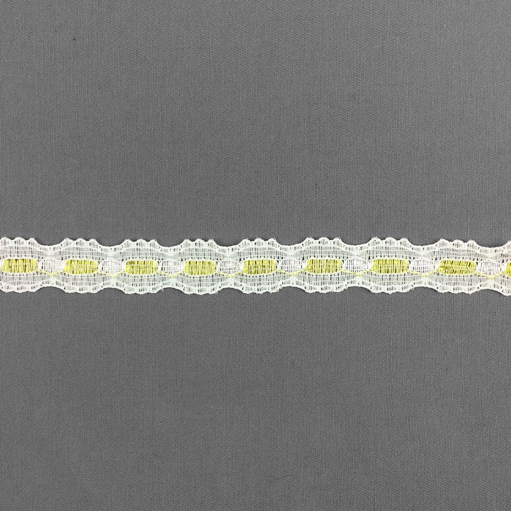 3/4" Yellow/White Shimmery Lace (50 Yard)