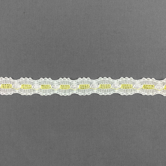 3/4" Yellow/White Shimmery Lace (50 Yard)