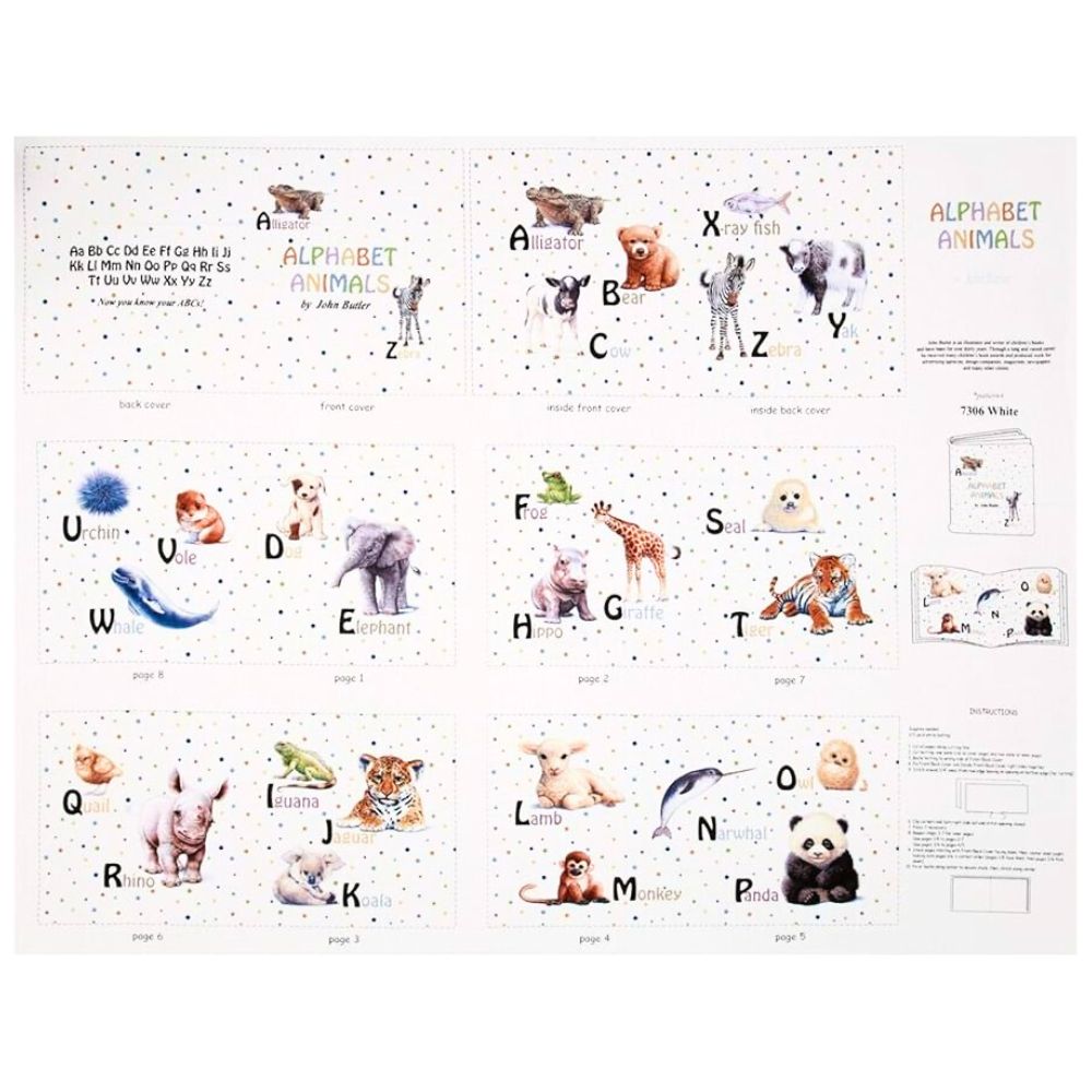 Alphabet Animals Fabric Book Panel