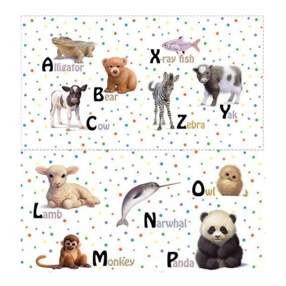 Alphabet Animals Fabric Book Panel